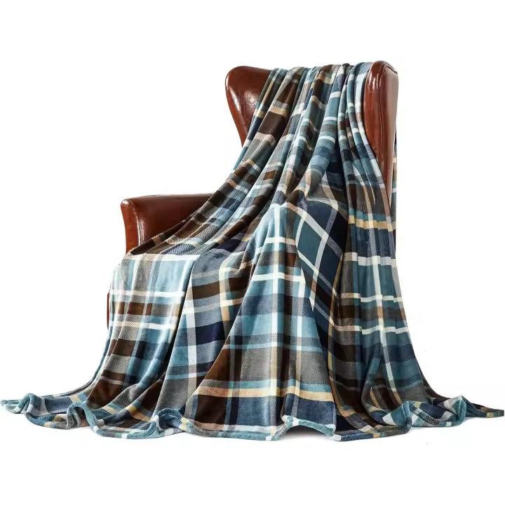 Manta polar para sofá, cama, sillón, suave, colorida, de gran tamaño, decorativa, ultra lujosa (150 x 200 cm, cuadros rojos) - 1