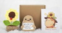 2PCS Mini Flores De Girasol Positivas Creativas Y Divertidas Hechas a Mano Para Decoración De Escritorio Regalos De Cumpleaños Hechas Con Textil Y Fibra - details 2