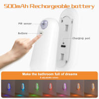 Luz De Noche Para Inodoro Con Sensor De Movimiento RGB 7 Colores Cambiantes Luz LED Recargable Para Decoración De Baño - details 4