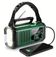 10000mAh emergency radio, solar powered radio, hand crank radio, NOAA AM/FM weather radio, 3 charging methods, polymer battery, flashlight and reading light, SOS siren, cell phone charger in emergency - details 0
