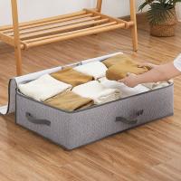 Nueva Bolsa De Almacenamiento Gris Grande Portátil Con Cierre De Doble Cara Y Ventana Transparente Para Organizar El Sótano Del Cama - details 2