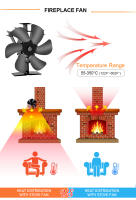 Ventilador De Estufa De Madera De 6 Hojas Ecológico Y Silencioso Para Invierno Distribución Eficiente Del Calor Negro Para Hogar Y Salón - details 4