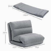 Silla de Suelo plegable con respaldo regulable en 6 Grados, asiento Grueso del asiento, función Cama, aspecto Lino, 70x41x56 cm, Gris - details 6
