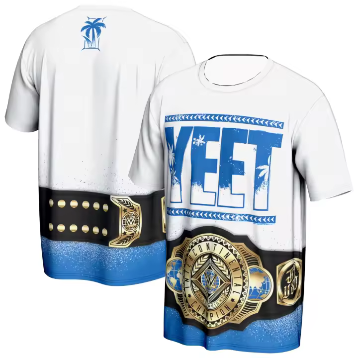 Camiseta Corta Yeet Shopping Wrestling Deportiva Casual Azul Impresión Digital Top Transpirable Secado Rápido Hombre Primavera Verano - 1