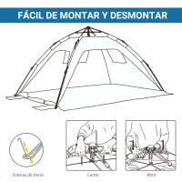 Outsunny Tienda de Playa Plegable Carpa de Playa Pop-up para 1-2 Personas con 2 Puerta 2 Ventanas y Bolsa de Transporte para Parque Camping 220x173x120 cm - details 3