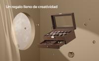 SONGMICS Caja de Reloj, Estuche de Reloj con Tapa de Cristal de 2 Niveles para 12 Relojes, Cerradura, 1 Cajón, para Anillos Pulseras, Regalo Ideal, Cuero Sintético Marrón, Forro Marrón/ Negro y Forro Beige/Negro y Forro Negro/Negro y Forro Gris/Rojo - details 0