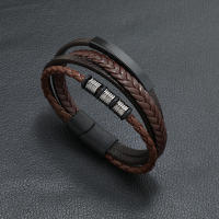 Pulsera De Cuero Multicapa Para Hombre Joyería Punk Rock Accesorios De Moda Regalo Para Cónyuge Estilo Hip Hop - details 5