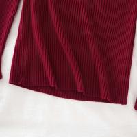 Suéter De Mujer Con Volantes Y Cuello Bajo Largo Manga Larga Tejido Básico Solido Rayado Para Otoño Invierno Top Casual - details 24