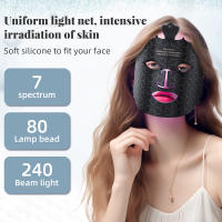 Máscara Facial LED De 7 Colores Con 80 Piezas De Silicona Suave Flexible Terapia Photon Para Acné Y Control De Grasa Mejora La Reparación Celular - details 0