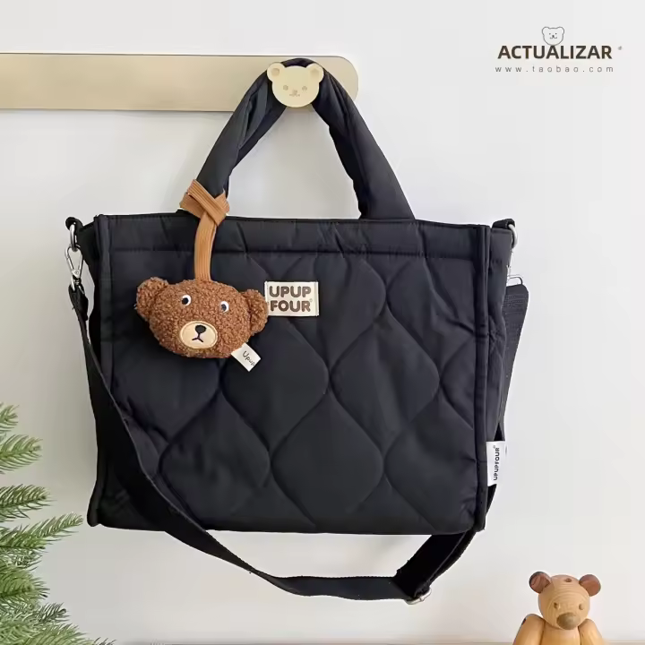 Bolsa De Bebé Multifuncional Coreana Estilo Hobos Tamaño Medio Para Embarazadas Con Cierre De Cremallera Material De Tela Bolsa De Mano Para Accesorios De Bebé - 1