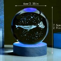 Lámpara De Noche De Cristal Con Grabado Láser 3D De Mariposa Y Ballena Decoración Moderna Policiosa Regalo De Navidad - details 4