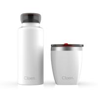 Botella de acero inoxidable + taza, Set Oficina Triple Capa by Cloen. Colores Blanco y Negro. - details 2