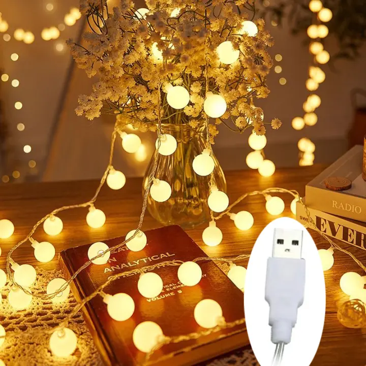 Luces De Hada LED De Colores Cálidos Pequeñas Esferas De Cristal Para Jardín Árbol De Navidad Boda Decoración DIY Operadas Por USB 3/6/10M - 1