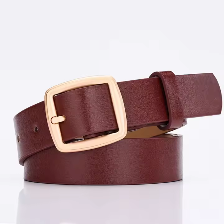 Cinturón De Cuero PU Suave Para Mujer Con Hebilla De Clavija Cuadrada Estilo Coreano Lujo Vintage Cinturón De Moda Para Jeans - 1