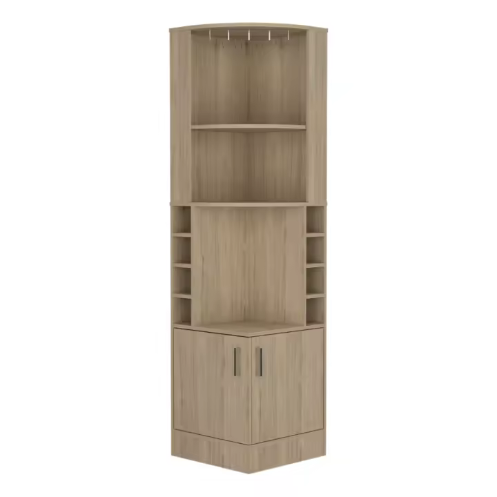 TUHOME Mueble Bar Esquinero Kava Beijing, con botelleros, Miel Madera manufacturada Salón-Bar - 1