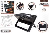 AKTIVE - Barbacoa Portátil y Plegable a carbón de acero Negra y rectangular, Con asa de transporte, Medidas 45x29x30cm, Fácil de montar y transportar, parrilla camping, terraza, balcón CALIDAD DE CONFIANZA - details 0