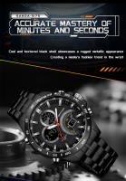 Reloj De Pulsera Deportivo Para Hombre SANDA De Lujo Acero Inoxidable Tiempo Dual Pantalla LED Luminosa Resistente Al Agua Con Alarmas Y Calendario - details 1