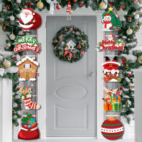 Bandeja Decorativa De Navidad 2024 Con Santa Claus Snowman Y Ciervo Colgante Para Decoración De Puerta En Casa Adornos Navideños Noel - details 2