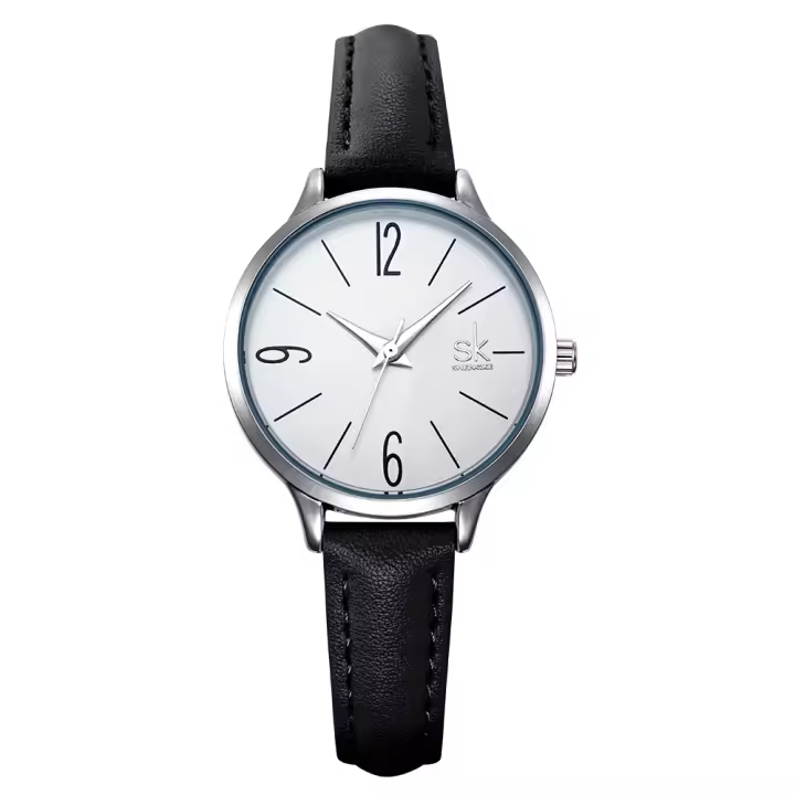 Reloj De Mujer Casual Shengke De Cuero Japanese Quartz Resistente Al Choque Y Al Agua Con Marcadores Arábigos Y Pantalla De Vidrio Hardlex - 1