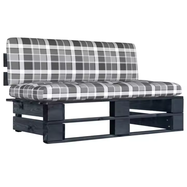 vidaXL Sofá central de palets de jardín madera pino impregnada negro - 1