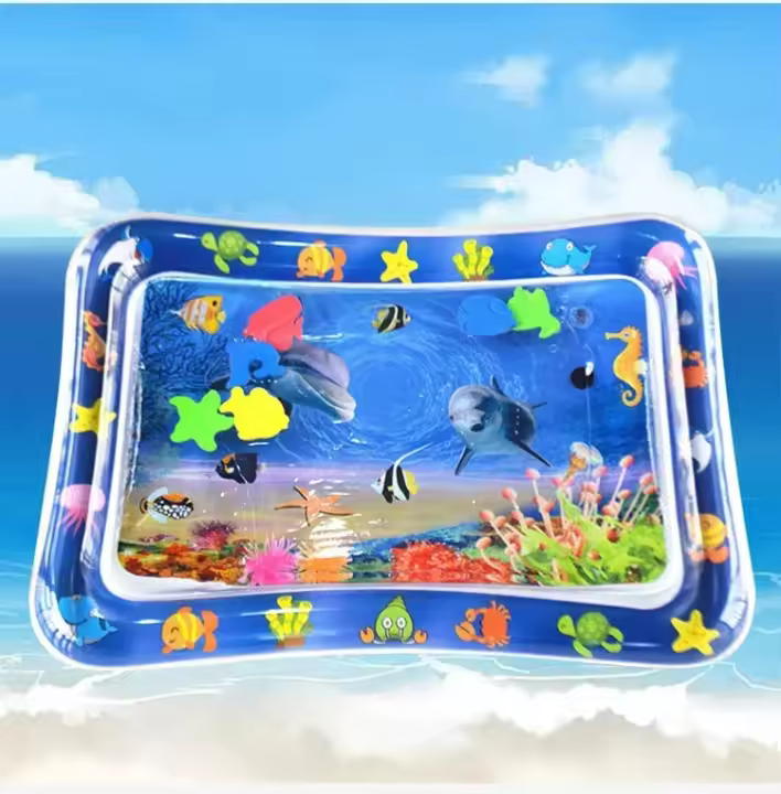 Alfombra De Juego Para Bebés Con Agua Inflable Cojín De PVC Para Tiempo En El Estómago De Bebé Alfombrilla De Agua Para Niños Juguetes Educativos De Desarrollo Actividad Tamaño 50cm * 66cm - 1