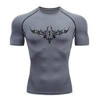 Camiseta De Compresión Anime Para Hombres Estampado Transpirable Fitness Deporte Secado Rápido Guardia De Rostro Para Gimnasio Equitación Tops Casual - details 5