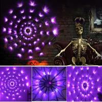 Decoración De Halloween Con Telas De Araña Luminosas 70 LED Colores Naranja Y Morado Para Exterior E Interior - details 1