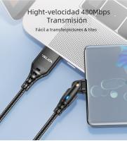 Cable Type C Rojo USLION 180 Grados Rotación 3A Carga Rápida Para Samsung Xiaomi Cable De Datos USB C Adaptador Cargador - details 2