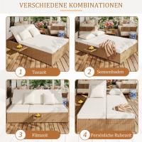 Chaise longue de Jardín Para dos personas, chaise longue de exterior de ratán, sofá de ratán, se puede utilizar Como Mueble de Jardín de exterior, adecuado para salones, balcones y Jardines, resistente a la intemperie, plegable, con los codos - details 5