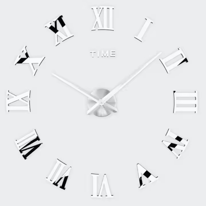 Reloj de Pared Moderno DIY Horas 3D Grande 130 Cm. Espejo Plateado Acrílico - Hogar Salón Cocina Dormitorio - 1