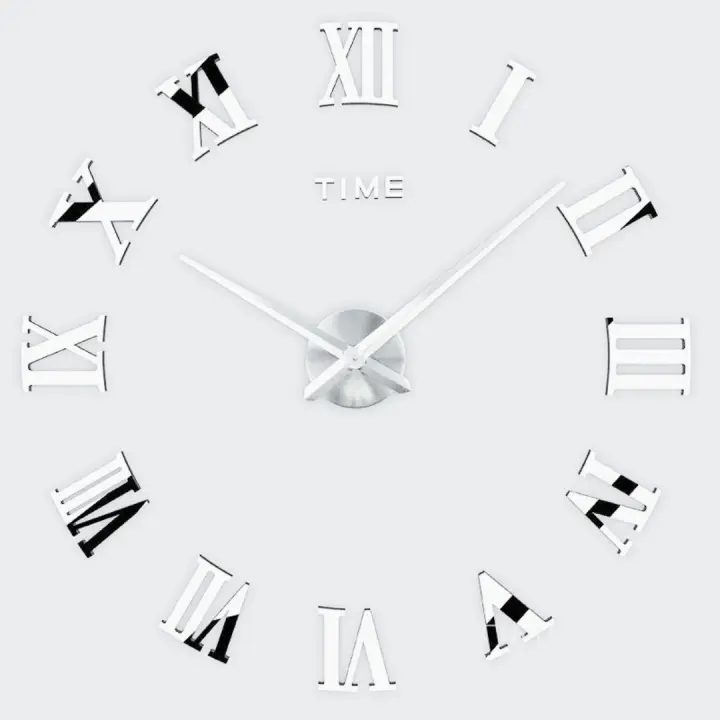 Reloj de Pared Moderno DIY Horas 3D Grande 130 Cm. Espejo Plateado Acrílico - Hogar Salón Cocina Dormitorio - 1