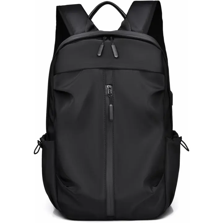 Mochila Negra Informal para Hombre de 14 Pulgadas con Carga USB - Impermeable y de Alta Calidad - Ideal para Viajes y Estudiantes - 1