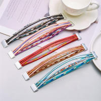 Pulsera De Cuero Genuino De Moda Con Hebillas Tejidas Y Cuentas Bohemias Para Mujer Y Adolescentes Cierre Magnético Hecho a Mano - details 1
