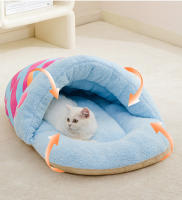 Cama De Gato Confortable De Peluche Cálida Todas Las Estaciones Tunnel Semi-Abierto Bag De Sueño Domo Para Perro/Cat House - details 1