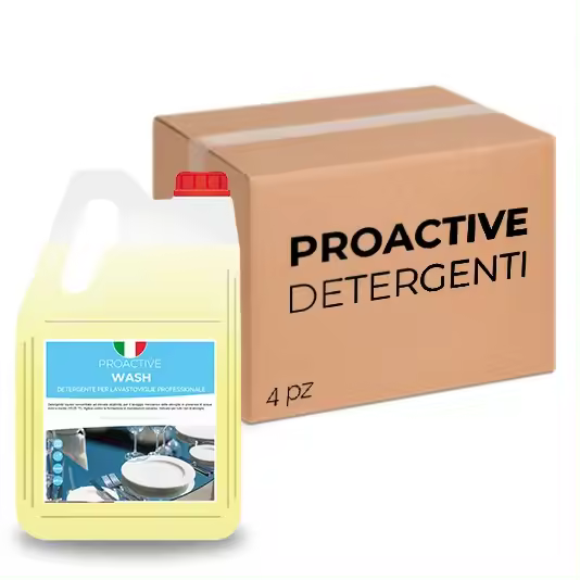 Caja de 4 bidones de detergente para lavavajillas profesional ProActive Wash 5 litros - 1