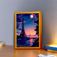 Lámpara De Noche LED En Forma De Luna De París Para Decoración Del Hogar Y Regalos De Navidad Marco De Fotos Con Iluminación De Dibujo De Ciudad Luz Para Mesa Lateral - details 6