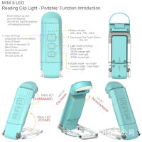 Nueva luz de lectura con clip para libro, luz nocturna con carga USB, lámpara de mesa con clip portátil, protección para los ojos, mini luz LED para libro con tarjeta - details 14