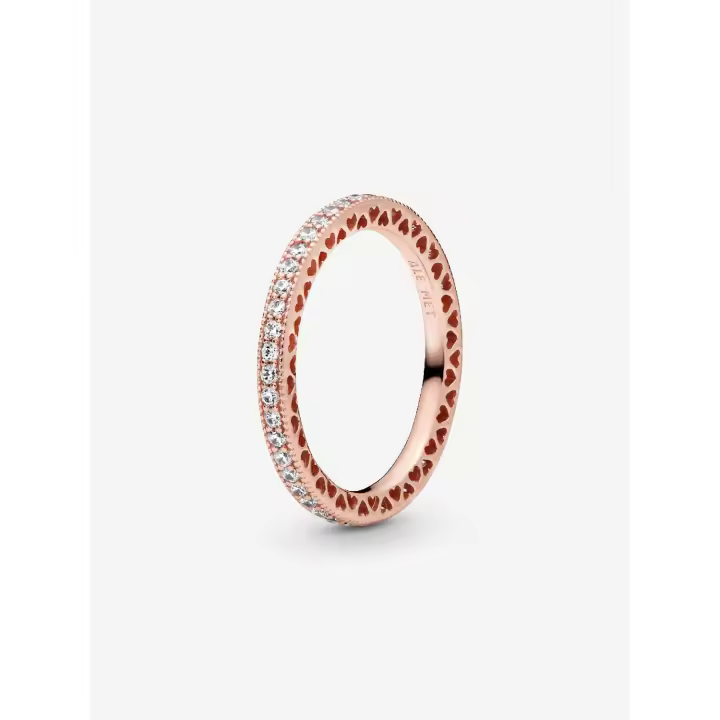 Pandora - Anillo Brillo y Corazones-Baño de Gold Rose de 14K - 1