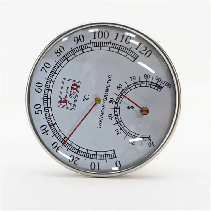 Termómetro Higrómetro Barómetro En Caso De Acero Inoxidable Medidor De Temperatura Y Humedad Para Sauna Instalación Pared O Escritorio - 1