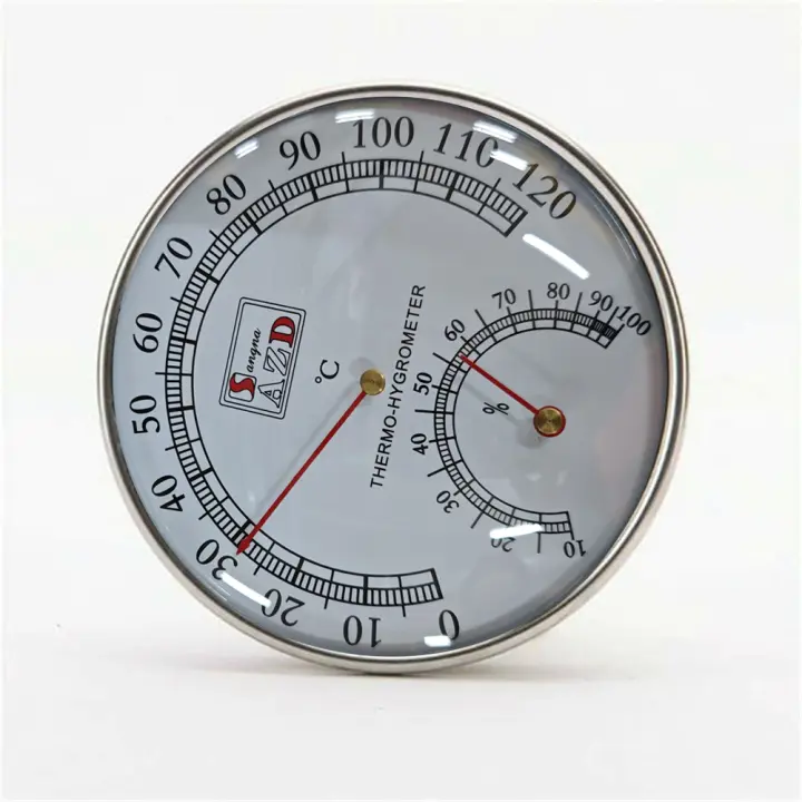 Termómetro Higrómetro Barómetro En Caso De Acero Inoxidable Medidor De Temperatura Y Humedad Para Sauna Instalación Pared O Escritorio - 1