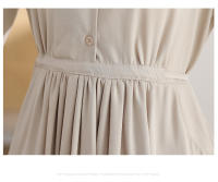 EVNISI Vestido Elegante Para Mujer En Caqui Con Cuello V Y Botones Slim Para Oficina Manga Larga A-line Casual Para Fiesta - details 12