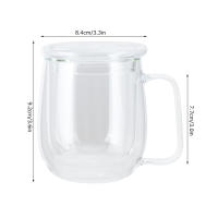 Taza de té de doble capa de 300 ml, taza de café transparente con asa y tapa para bebidas de cerveza - details 2