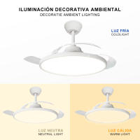 Ventilador de techo LED Hola LED de 42" - 60 W, temperatura de color regulable, blanco, 6 velocidades, motor de CC de cobre, ultrasilencioso con control remoto - Perfecto para dormitorio y comedor - details 3
