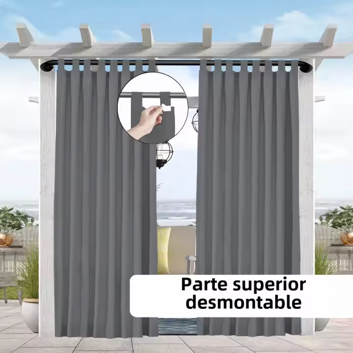 Cortina Impermeable Y Antirreflejo Para Patio Pergola Y Gazebo Con Montaje Fácil Tab Top Decorativa De 100% Poliéster - 1