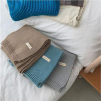 Bufanda Plana De Color Sólido Coreano Para Parejas, Tejida Con Hilo Grueso Y Cálido, Moda De Otoño E Invierno, Mantel De Adultos Para Exteriores - details 3