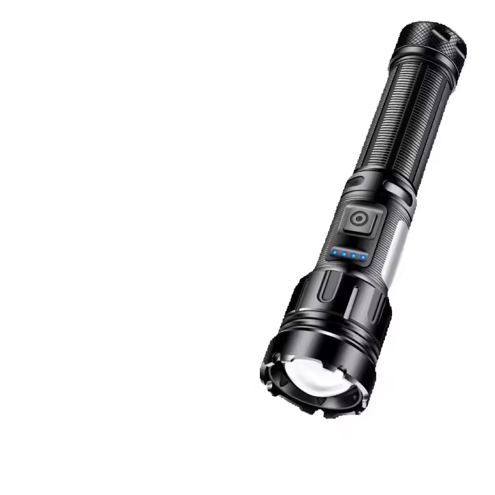 Linterna LED multifunción de largo alcance con zoom para exteriores, carga tipo C, luz potente P50+COB - 1
