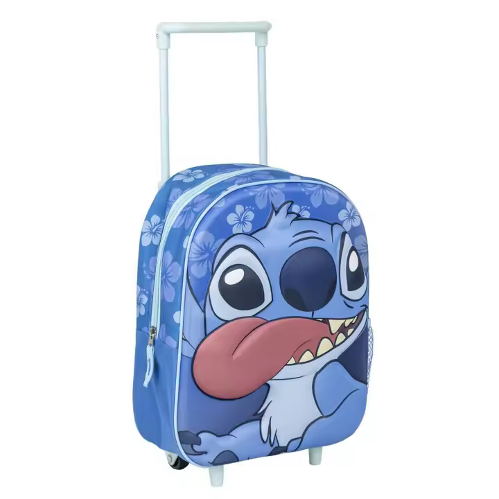 Mochila Infantil Trolley 3D Stitch, Unisex niños, Azul, Pequeña - 1