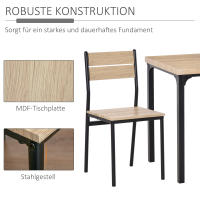 Conjunto de Mesa de Cocina 3 Piezas (1 Mesa + 2 Sillas) -Modern Diseño with Veta de Madera Natural y Detalles en Negro - details 5