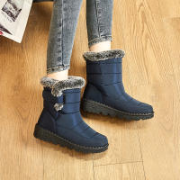 Botas De Nieve Para Mujer 2024 Con Colar De Pelo De Zorro Impermeables Altas Antideslizantes Cuero Sintético Y Algodón Plataforma Botines De Invierno - details 12