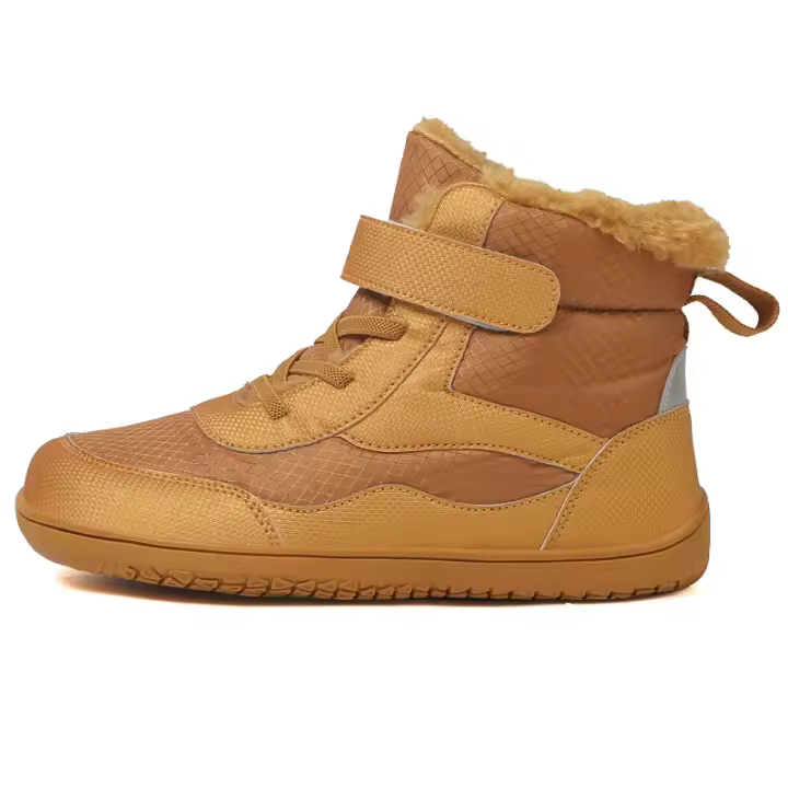 Botas De Invierno Para Niños Y Niñas Con Lining De Peluche Aislante Y Impermeable Zapatos De Piso Liso Para Exterior Tobilleras De Tela De Poliéster Con Punta Ancha Y Tacón Plano Cierre Con Gancho Y Resbaladizo - 1